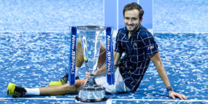 Daniil Medvedev holds the ATP Finals 2020 trophy