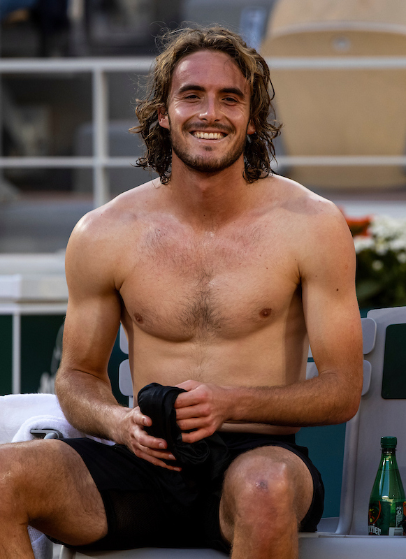 STEFANOS TSITSIPAS smiles at Roland Garros 2020