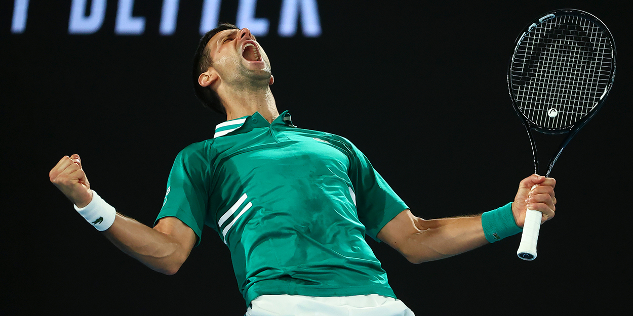 Novak Djokovic celebrates at Australian Open