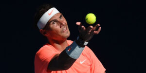 Rafael Nadal serving Australian Open