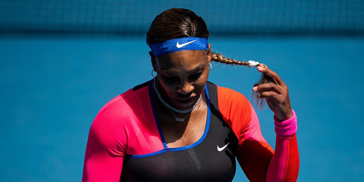 Serena Williams looking down at Australian Open