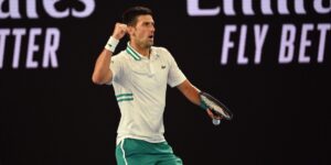 Novak Djokovic in the 2021 Australian Open final against Daniil Medvedev