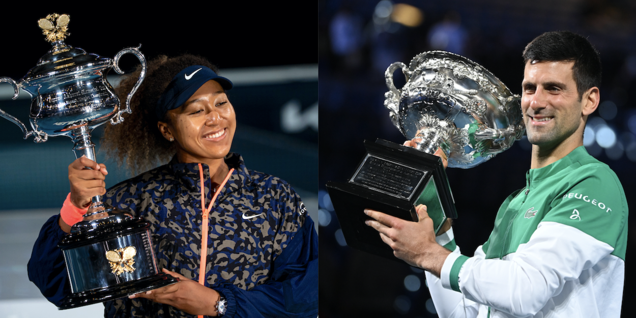 Naomi Osaka and Novak Djokovic Australian Open champions 2021