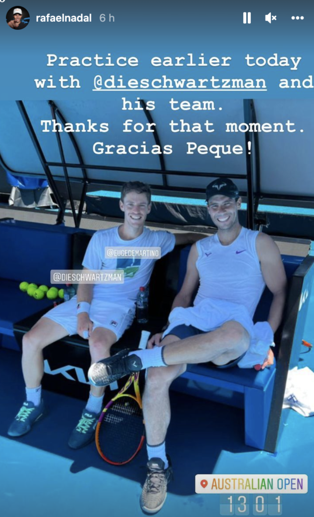 Rafael Nadal Instagram story with Diego Schwartzman