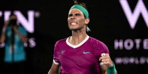 Rafael Nadal celebrates during Australian Open final