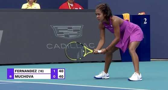 Leylah Fernandez wears Roger Federer On tennis shoes