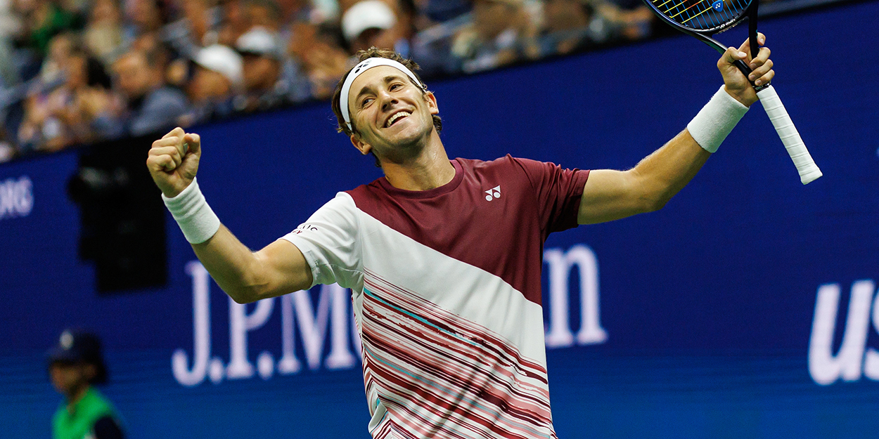 Casper Ruud celebra llegar a la final del US Open