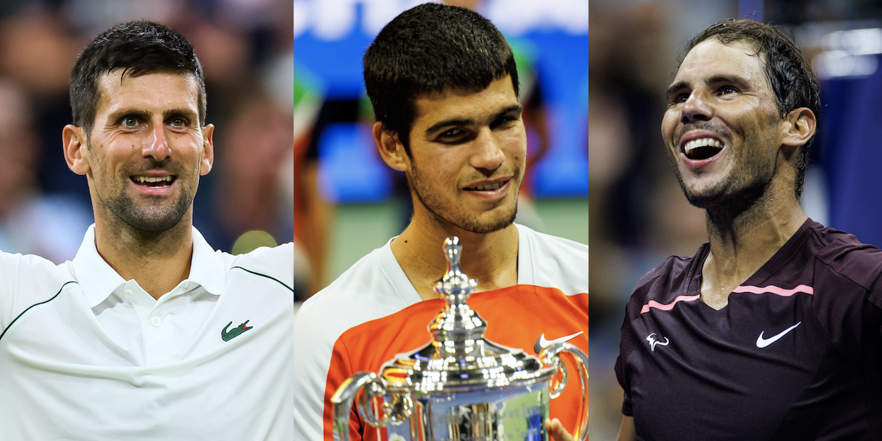 Rafael Nadal and Novak Djokovic congratulate Carlos Alcaraz on US Open title