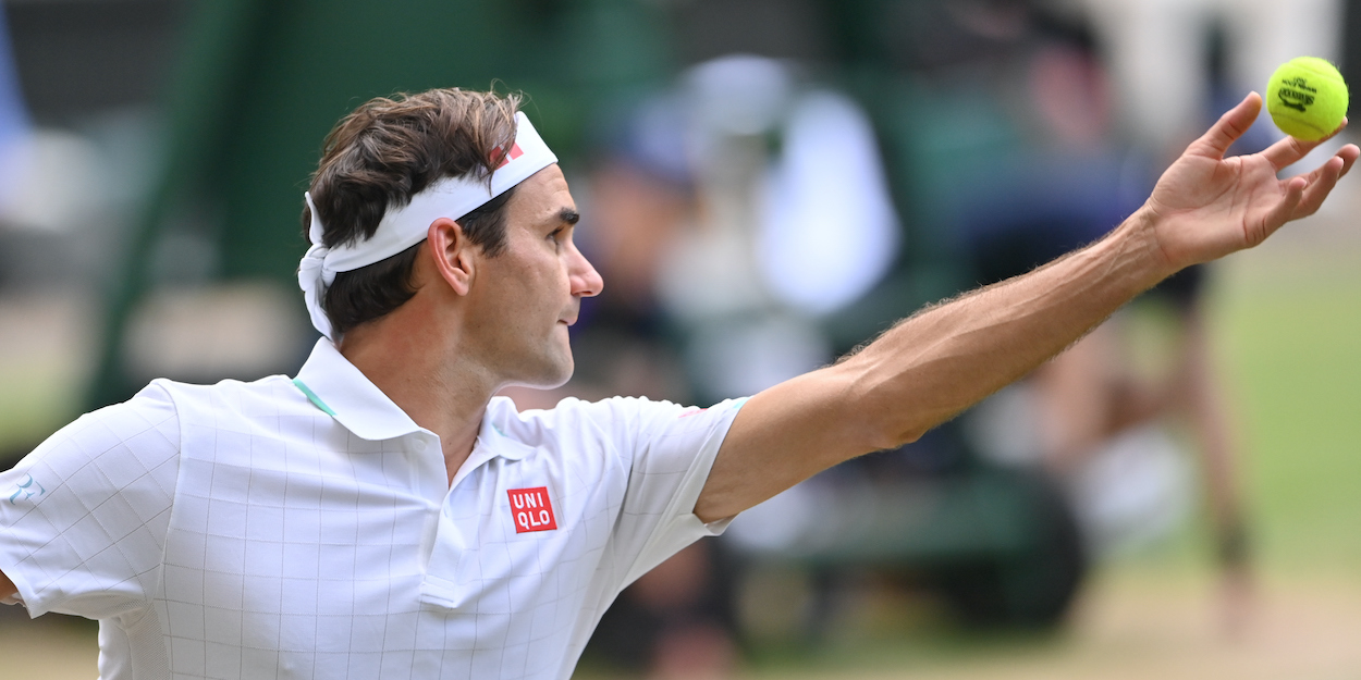 Roger Federer showing off how to serve