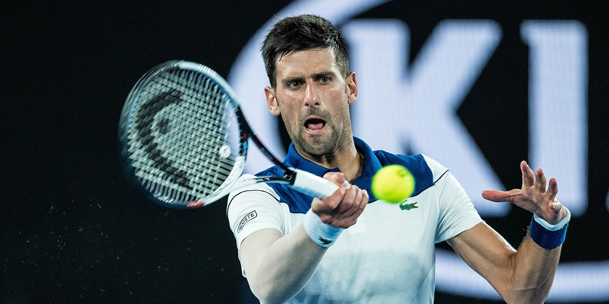 Novak Djokovic with elbow strapped at 2018 Australian Open