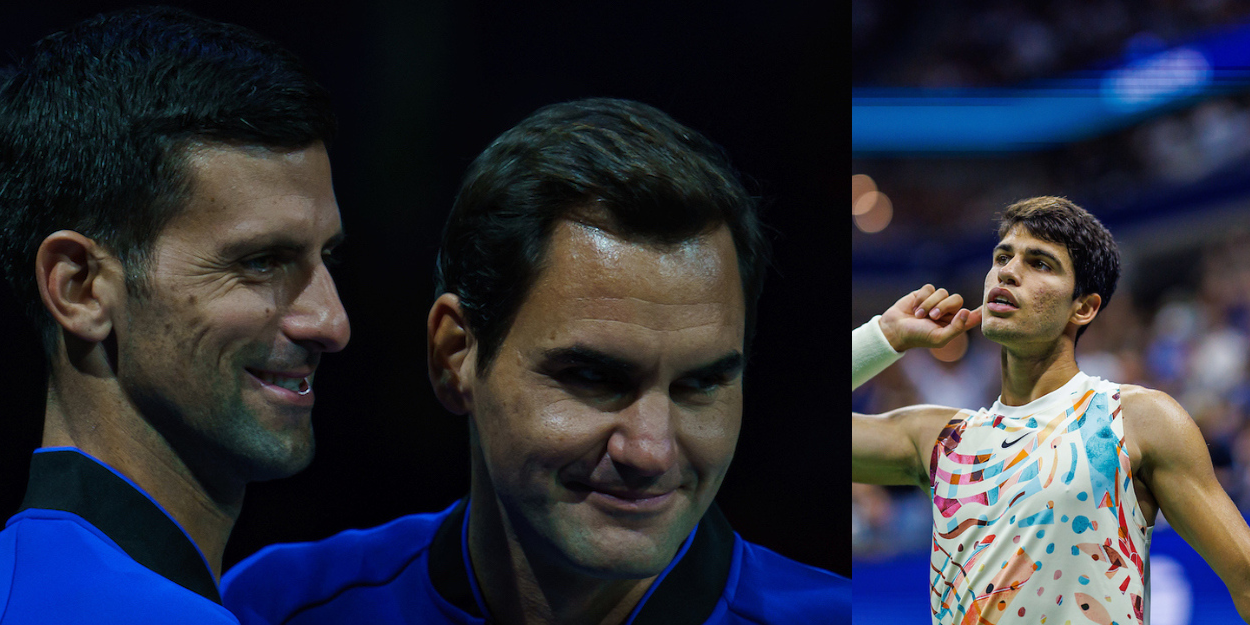 Roger Federer and Novak Djokovic - Laver Cup 2022 and Carlos Alcaraz - US Open 2023