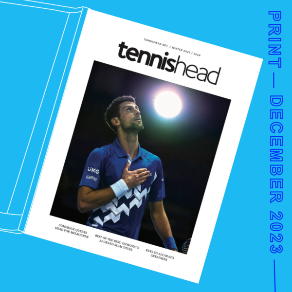 Tennishead magazine cover December 2023