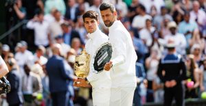 Carlos Alcaraz and Novak Djokovic - Wimbledon 2024