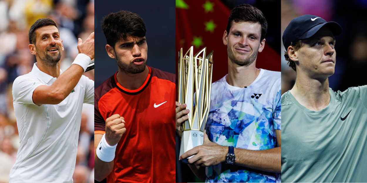 Novak Djokovic - Wimbledon 2024, Carlos Alcaraz - Cincinnati Open 2024, Hubert Hurkacz - Shanghai Masters 2023 and Jannik Sinner - US Open 2024