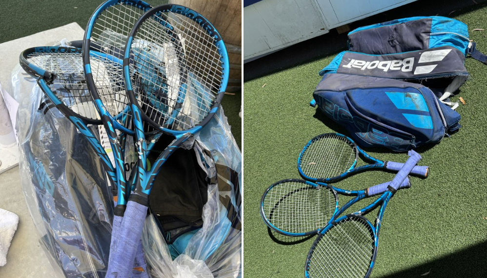 Olivia Nicholls damaged rackets